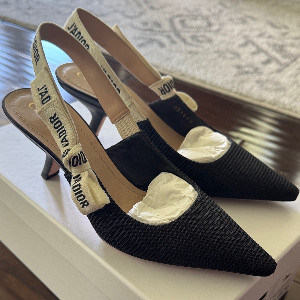 Dior Black and White Slingback Heels